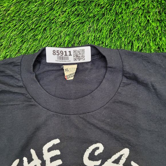 Vintage 90s Funny Cat Shirt L/XL 21x24 Black Russell Tuxedos The-Cat-is-Back - Picture 10 of 14